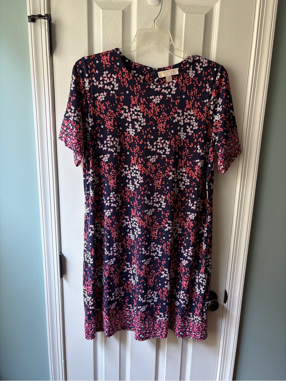 MICHAEL Michael Kors Navy Floral Shift with Pink & White Blossoms